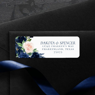 Chic Blooms   Navy Blue and Blush Roses Address