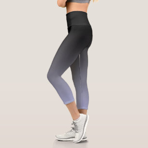 Chic Blue and Black Ombre Soft gradient  Capri Leggings