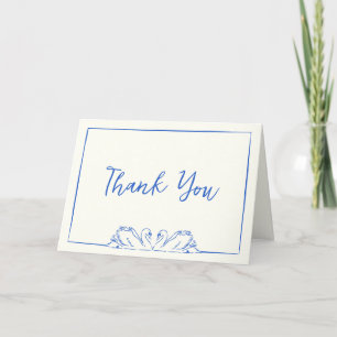 Chic Blue and Ivory Hand Drawn Swan Thank You