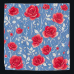 Chic Blue and Red Watercolor Floral Pattern Bandana<br><div class="desc">This modern watercolor floral print in shades of blue and red is perfect for adding a contemporary touch to your products. The clean lines and fresh colours make this design perfect for any modern home or office decor.</div>