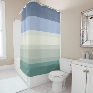 Chic Blue and Teal Green Striped Shower Curtain