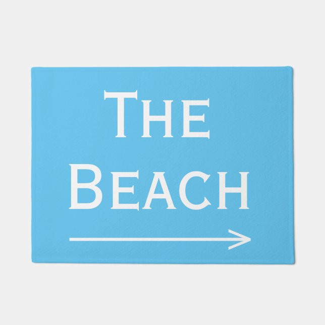 Chic Blue and White Beach and Arrow Doormat (Front)