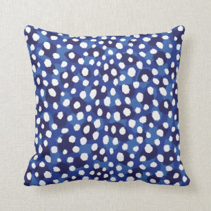 Chic blue and white cheetah print monogram cushion