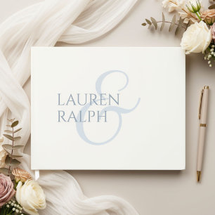 Chic Blue and White Couple Monogram Guest Book