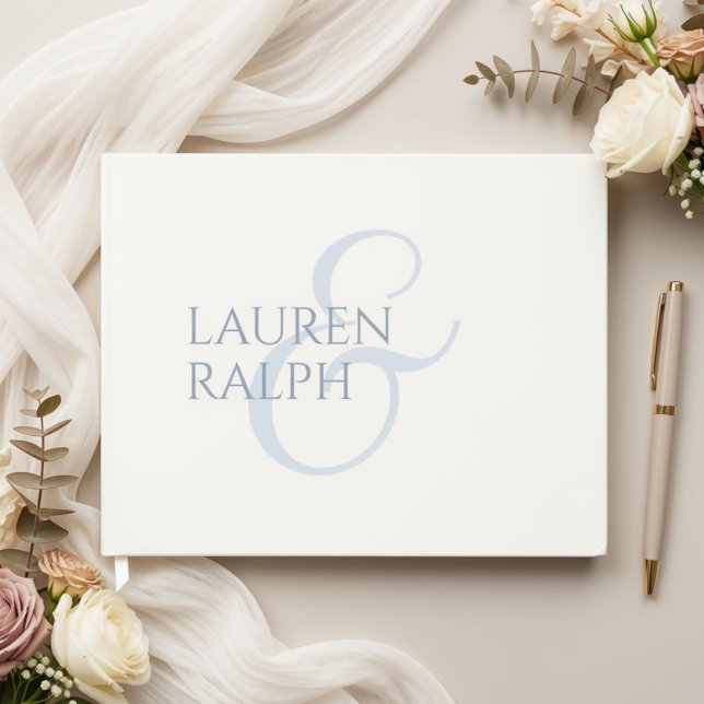 Chic Blue and White Couple Monogram  Guest Book (Creator Uploaded)