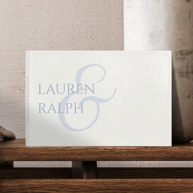 Chic Blue and White Couple Monogram  Guest Book (Creator Uploaded)