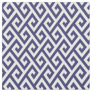 Chic blue and white greek key geometric pattern fabric