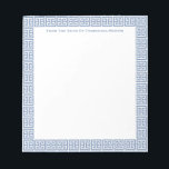 Chic Blue And White Greek Key Lady's Personalised  Notepad<br><div class="desc">Elegant Greek Key notepad that you can personalise with your own text including a name. You can change the colour of the border (currently a mid blue) by changing the background colour of the page. To make these advanced edits, "click / tap to personalise further" underneath where you enter your...</div>