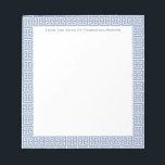 Chic Blue And White Greek Key Lady's Personalised  Notepad<br><div class="desc">Elegant Greek Key notepad that you can personalise with your own text including a name. You can change the colour of the border (currently a mid blue) by changing the background colour of the page. To make these advanced edits, "click / tap to personalise further" underneath where you enter your...</div>