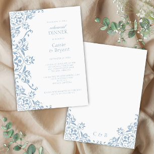 Chic Blue and White Rehearsal Dinner Invitation