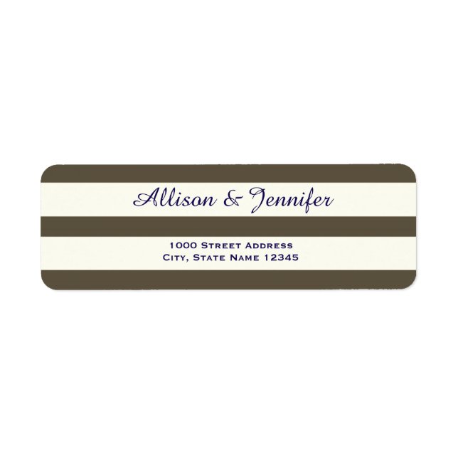 Chic Blue and White Striped Address (Front)