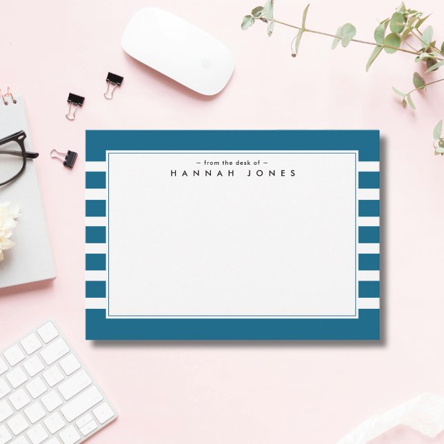 Chic Blue and White Striped Border Card (Creator Uploaded)