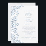 Chic Blue and White Wedding Reception Dinner Invitation<br><div class="desc">Set the stage for a wedding reception dinner with this elegant light blue theme rehearsal dinner invitation. The shades of blue and white are perfect for a coastal chic, romantic old money vintage wedding or a floral garden wedding. Personalise the details and add the bride and groom monogram on the...</div>
