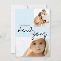 Chic Blue Baby Boy Birth Photo Happy New Year