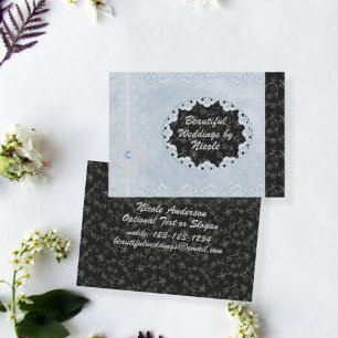 Chic Blue & Black Wedding Pro Business Card