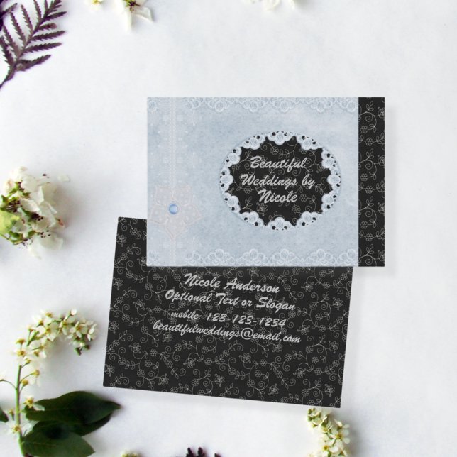 Chic Blue & Black Wedding Pro Business Card (Creator Uploaded)