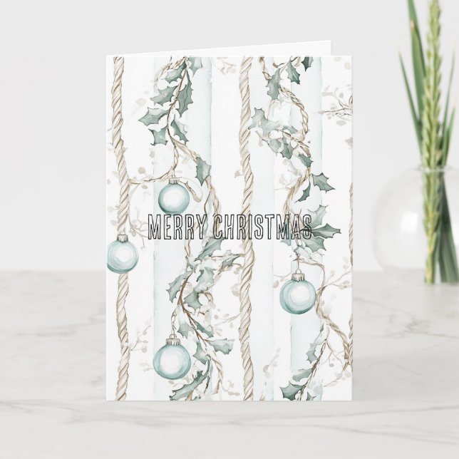 Chic Blue Christmas Ornaments Card (Front)