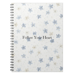 Chic Blue Cream Flowers Notebook