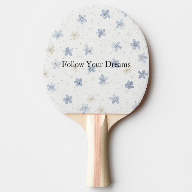 Chic Blue Cream Flowers   Ping Pong Paddle (Front)