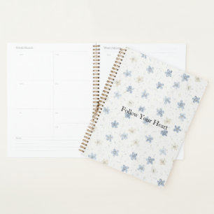 Chic Blue Cream Flowers Planner