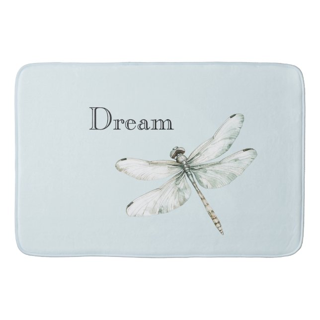 Chic Blue Dragonflies Dream Bath Mat (Front)
