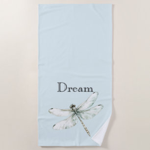 Chic Blue Dragonflies Dream Beach Towel