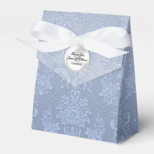 Chic Blue Fleur Damask Wedding Favour Gift Box