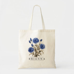 Chic Blue Floral Botanical-Personalise-Budget Tote Bag