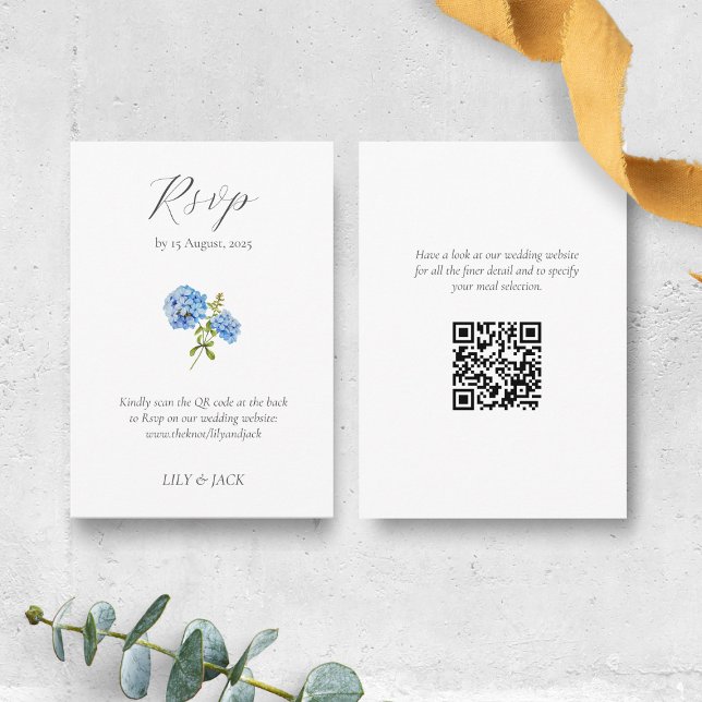 Chic Blue Floral Hydrangea Wedding RSVP  Enclosure Card (Creator Uploaded)