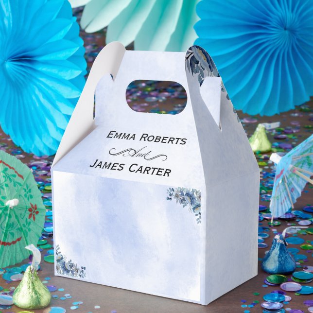 Chic Blue Floral Wedding Favour Boxes (Party)