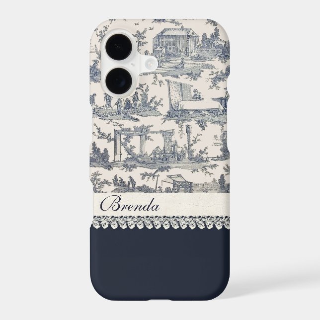 Chic Blue French Toiles Custom iPhone 7 Case (Back)