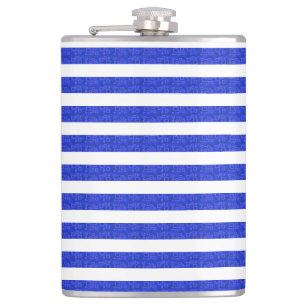 Chic Blue Geometric Stripes  Hip Flask