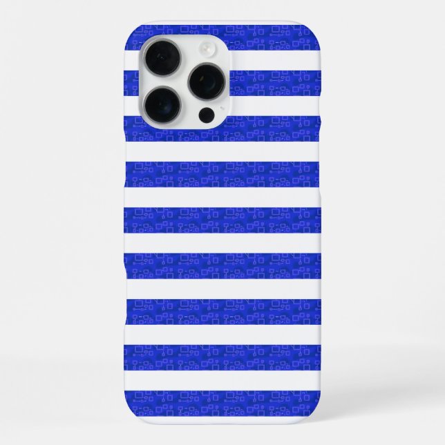 Chic Blue Geometric Stripes  iPhone Case (Back)