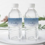 Chic Blue Glitter Drip 90th Birthday Party Water Bottle Label<br><div class="desc">These chic 90th birthday party water bottle labels feature a sparkly blue faux glitter drip border and blue ombre background. Personalise them with her name in blue handwriting script,  with her birthday and date below in sans serif font.</div>