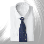Chic Blue Gold Stripes Tie<br><div class="desc">Blue elegant gold striped pattern</div>