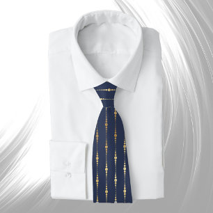 Chic Blue Gold Stripes Tie