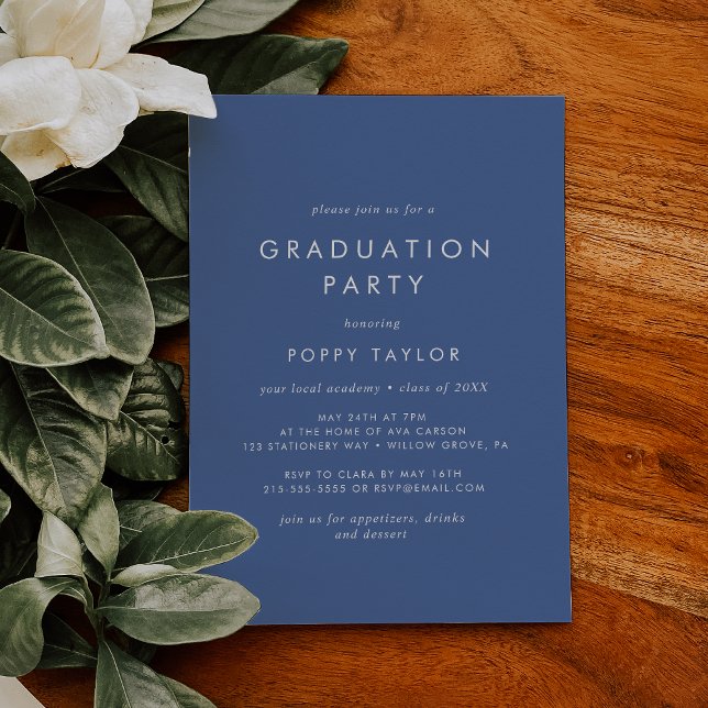 Chic Blue Graduation Party Invitation (Creator Uploaded)