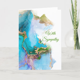 Chic Blue Green Gold Abstract Sympathy Card