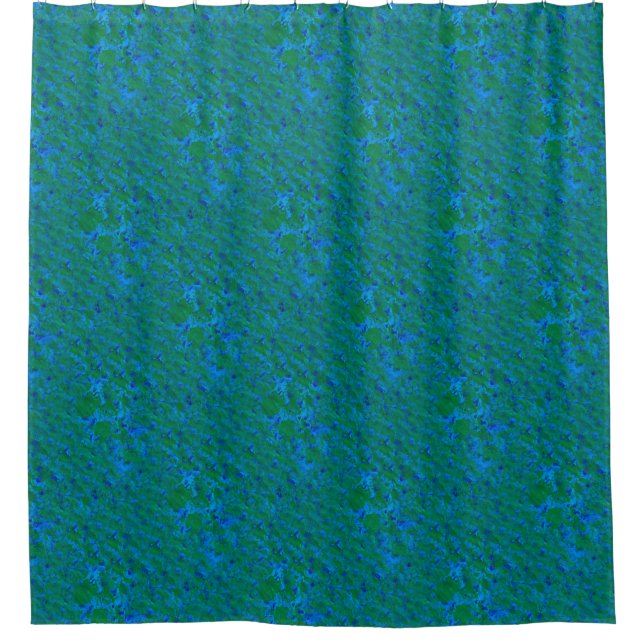 Chic Blue Green Underwater Textured Pattern Shower Curtain (Front)