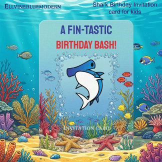 Chic Blue Hammerhead Shark Fin-tastic 10th Invitation