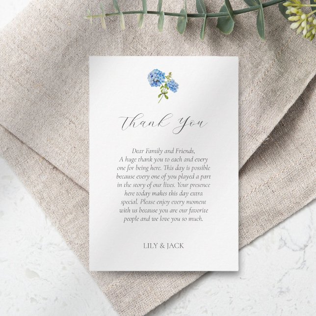 Chic Blue Hydrangea Wedding Thank You Card (Creator Uploaded)