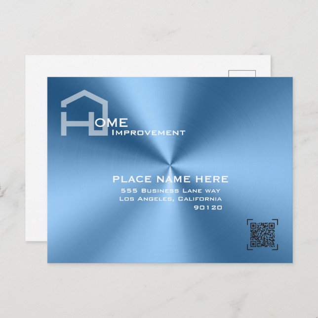 Chic Blue metallic modern business  Postcard (Front/Back)