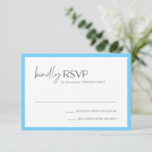 Chic Blue Modern Wedding RSVP Card