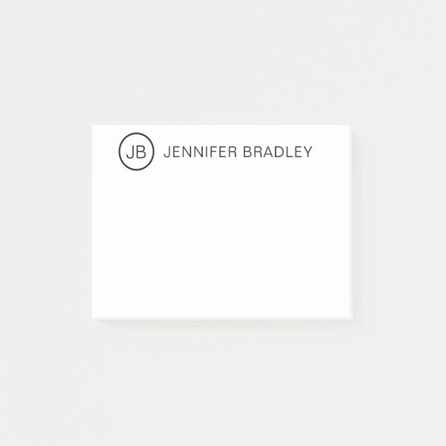 Chic Blue Monogram Custom Personalised Name Post-it Notes (Front)