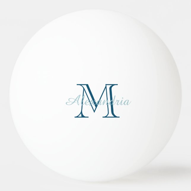Chic Blue Monogram Ping Pong Ball (Front)