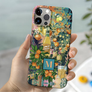Chic Blue Orange Sicilian Citrus Collage iPhone 15 Case