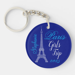 Chic Blue Paris Eiffel Tower Girls Trip Key Ring