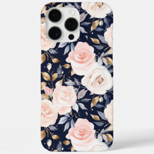 Chic Blue Pink Abstract Floral iPhone 16 Pro Max Case