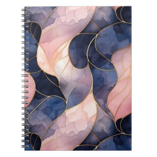 Chic Blue Pink Abstract Notebook