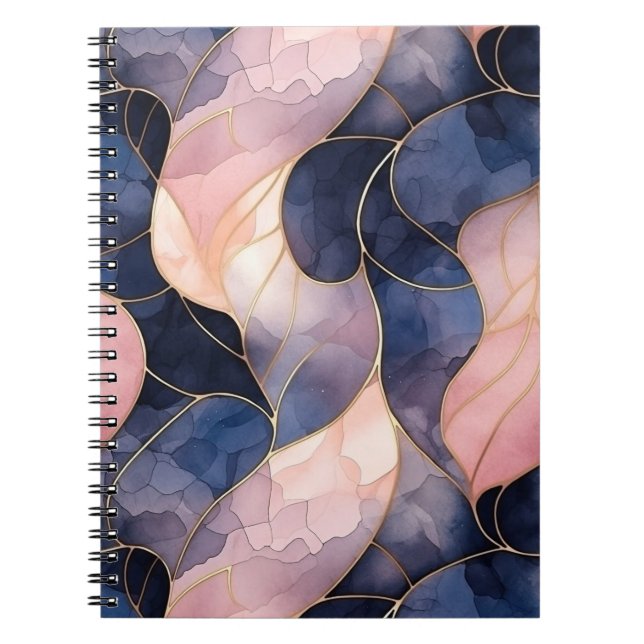 Chic Blue Pink Abstract  Notebook (Front)